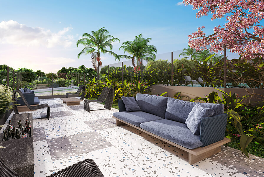 sofas e cadeiras no meio da vegetação