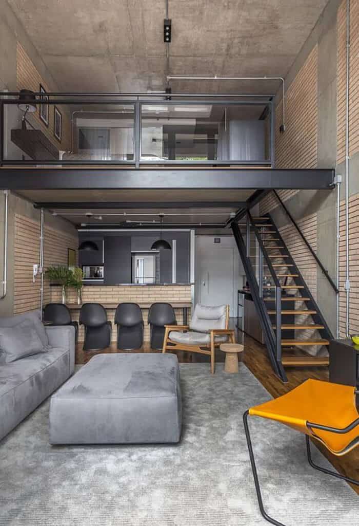 loft com decoração industrial