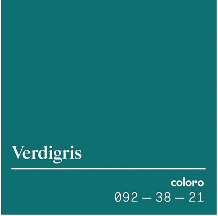 banner da cor verdigris, Tendência de cores 2023