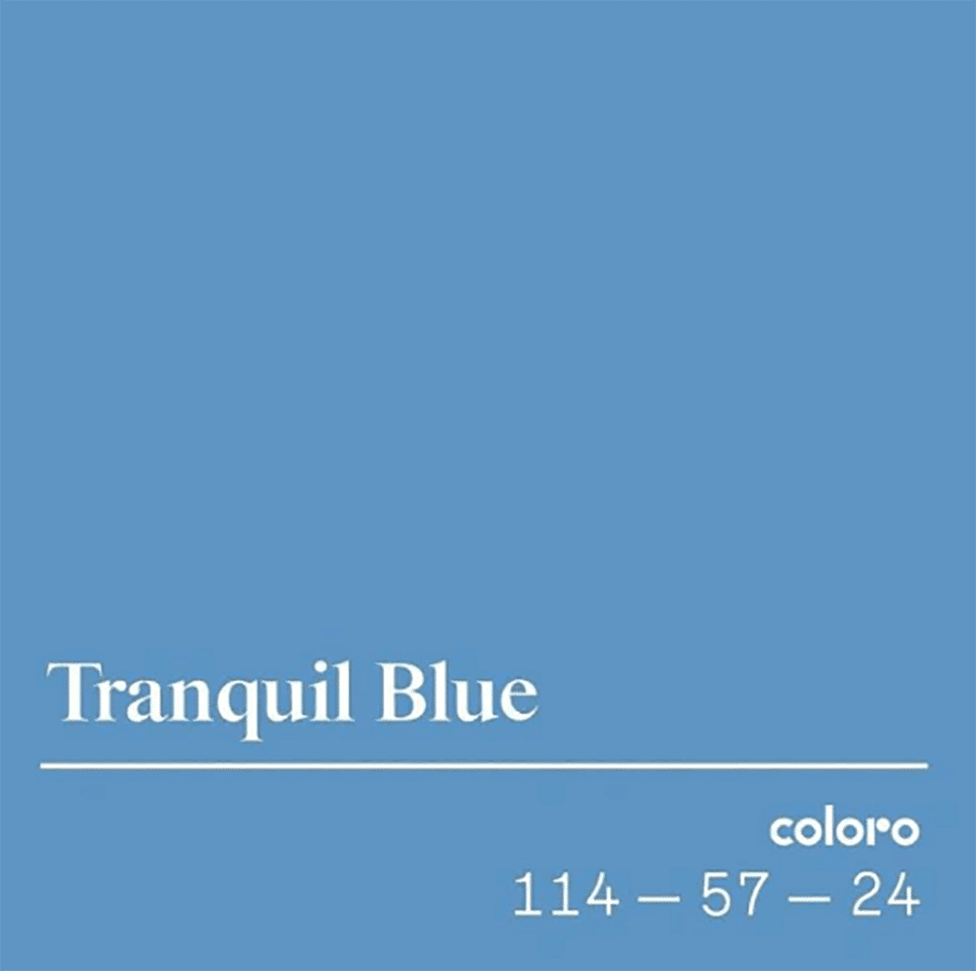 Banner da cor Tranquil Blue, tendencia de cor 2023