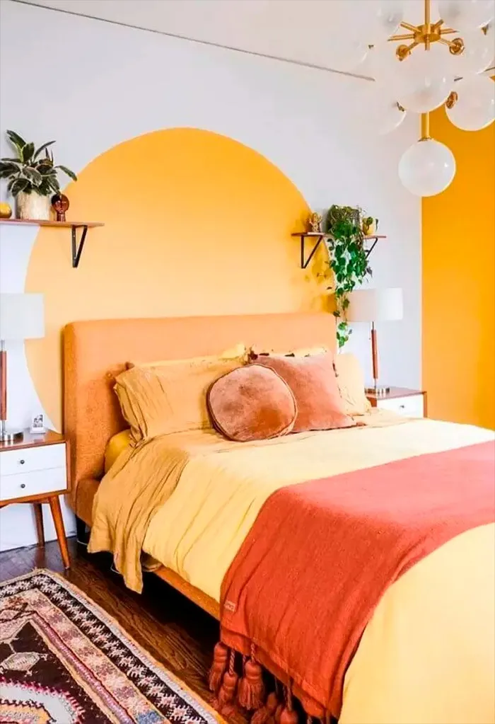 quarto com tons amarelos, cores que combinam com amarelo